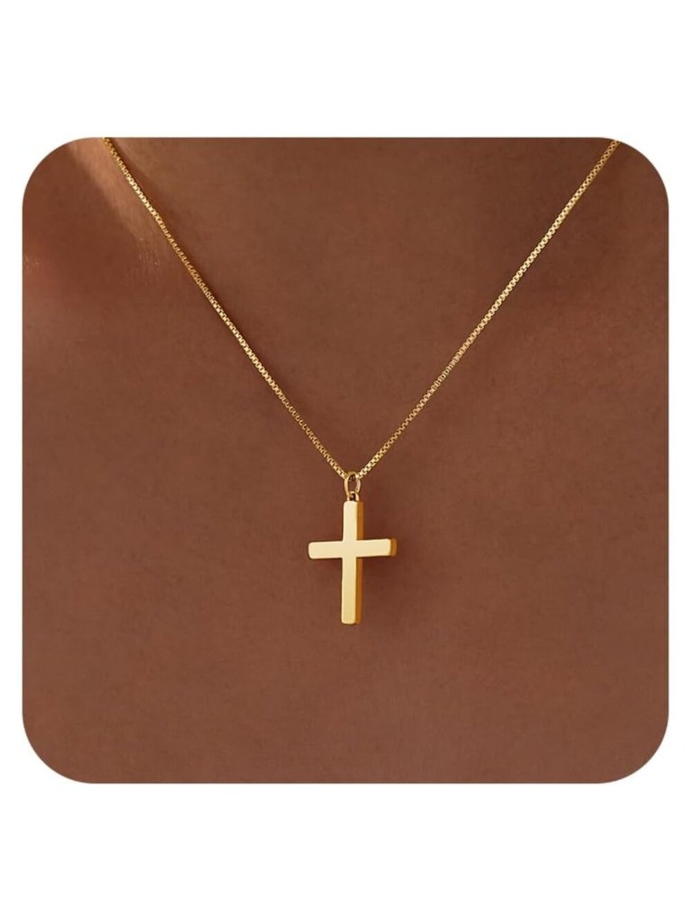 14K Gold Plated Cross Pendant Necklace Dainty Christian Faith Jewelry Gift